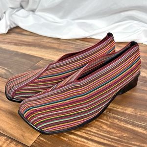 San Miguel Stretchy Stripe Slip on Loafer Bright Rainbow Elastic